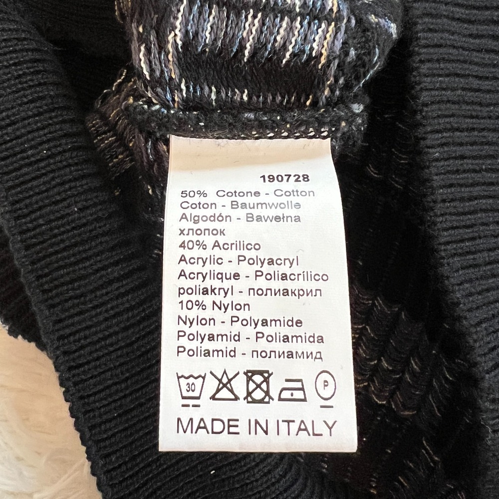 Vtg Montechiaro Mens Sweater Large Black Y2K Patchwork 3D Italy Grandpa 15820x - Picture 6 of 9